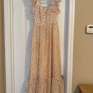 Altar'd State Cream Maxi Dress with Pink Floral Print